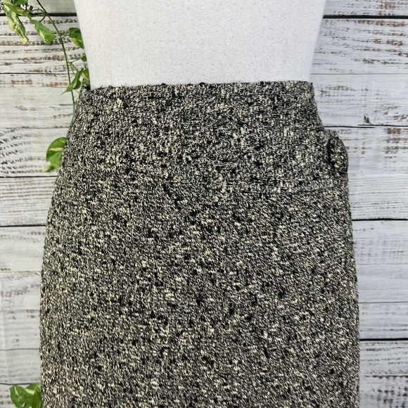 INC International Concepts Skirt 8 Silver Black Tweed Wool Wrap Cocktail Slim - Picture 3 of 11